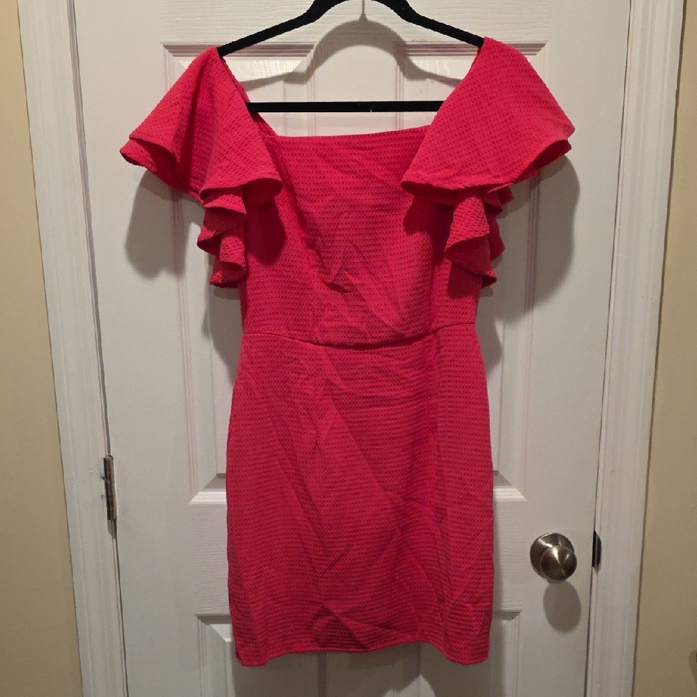 Elegant Hot Pink Off-Shoulder Dress